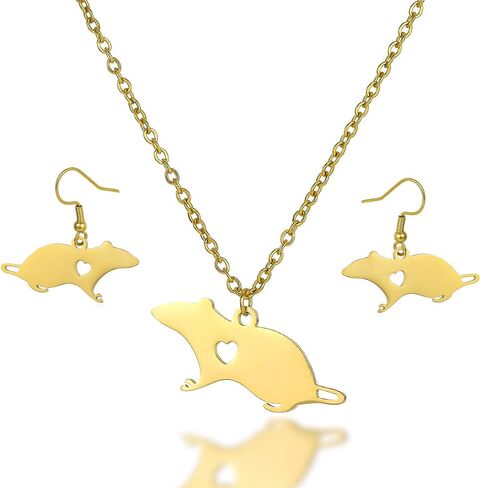 Cute Mouse Accessories Rat Pendant Necklace Animal Stainless Steel Necklace in Saudi Arabia
