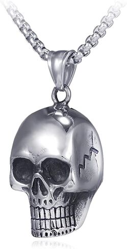 Fusamk Punk Rapper Stainless Steel Skull Head Pendant Necklace,22" Link Chain in Saudi Arabia