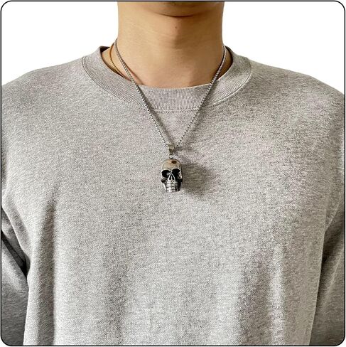 Fusamk Punk Rapper Stainless Steel Skull Head Pendant Necklace,22" Link Chain in Saudi Arabia