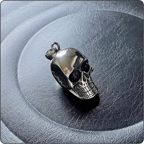 Fusamk Punk Rapper Stainless Steel Skull Head Pendant Necklace,22" Link Chain in Saudi Arabia