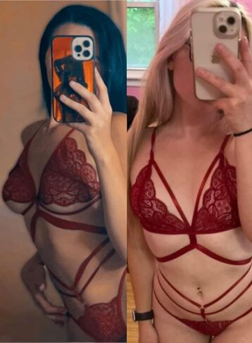 ملابس داخلية مثيرة للنساء من Ella Lust - حمالة صدر دانتيل زهرية رقيقة ولباس داخلي متطابق مع حلقة غريبة مكونة من قطعتين in Kuwait