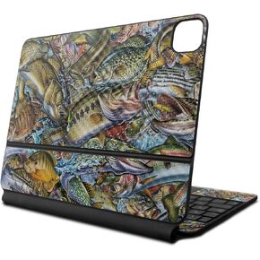 Carbon Fiber Skin Compatible With Apple Magic Keyboard for iPad Air 11-inch (M2) 2024 - Action Fish Puzzle - Premium 3M Vinyl Protective Decal Cover - Easy To Apply | Crafted in the USA by MightySkins