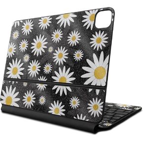 Glossy Glitter Skin Compatible with Apple Magic Keyboard for iPad Air 11-inch (M2) 2024 - Daisies - Premium 3M Vinyl Protective Wrap Decal Cover - Easy to Apply | Crafted in The USA by MightySkins