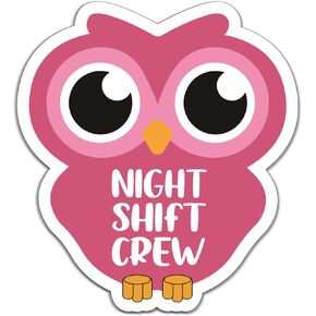 YAZMEEN 20 Pcs Night Shift Crew Nurse Stickers 2.5" Owl Medical Stickers Decals for Water Bottle Laptop Phone Funny Work Accessories for Nightshift Nursing Doctor Student Assistant Teacher Coworker