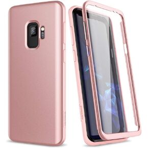 SURITCH Case for Samsung Galaxy S9,【Built in Screen Protector】【Support Wireless Charging】 Rugged Back Cover Hybrid Bumper 360 Protective Case Matte Shockproof for S9 Case 5.8"(Black)