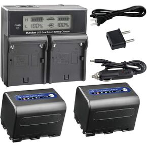 Kastar LCD Dual Smart Fast Charger & 2 x Battery Replacement for Sony NP-QM71D NP-QM91D NP-FM55H NP-FM70 NP-FM90 NP-QM91 and CCD-TRV338 350 608 DCR-DVD300 301 DCR-PC115 120 330 DCR-TRV6 Camera