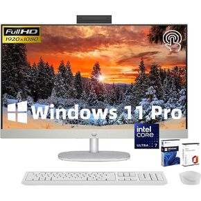 كمبيوتر مكتبي HP الكل في واحد مقاس 27 بوصة - ترخيص مدى الحياة لـ Office 2021، شاشة لمس FHD Intel Ultra 7-155U، ذاكرة الوصول العشوائي DDR5 سعة 16 جيجابايت، 1 تيرابايت SSD، ارتفاع قابل للتعديل، WiFi 6، كاميرا ويب عالية الدقة Windows 11 Pro، أبيض in Kuwait