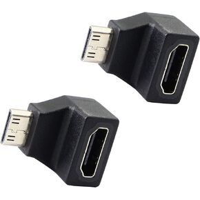 Mini HDMI Adapter,Right Angle 90 Degree Mini HDMI to Standard HDMI Connector Support 4K 1080P, YOUCHENG for Cameras, Computers, Projectors（2-Pack）