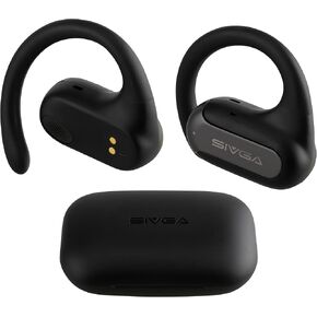 SIVGA SO2 Open Ear Wireless Headphones with Bluetooth 5.3, Sound, 4 Microphones for Clear Calls, Light Earbuds with Earhooks Designed for Sports, IPX5, 30-Hour Playtime (Black)