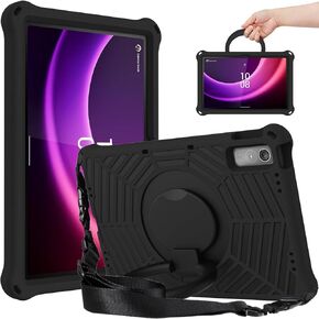Shockproof Case for Lenovo Tab P11 2nd Gen 2023 Tablet 11.5" (TB-350FU/TB-350XC), 360° Rotating Stand Handle Rugged Kids Case with Shoulder Strap for Lenovo Tab P11 (Gen 2) (Black)