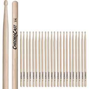ChromaCast 5A USA Made Hickory Drumsticks 1 Pair - Wood Tipped - Perfect for Beginner, Intermediate and Professional Drummers - Real American Hickory Wood