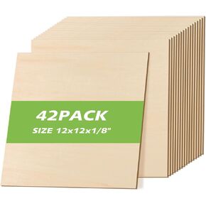 18 Pack Basswood Sheets 1/8“, 12 x 12 x 0.118in Plywood Basswood for Laser Cutting- 3mm Unfinished Wood Craft Basswood Sheets Square Wood Board for Wood Burning, Wood Engraving DIY Ornaments