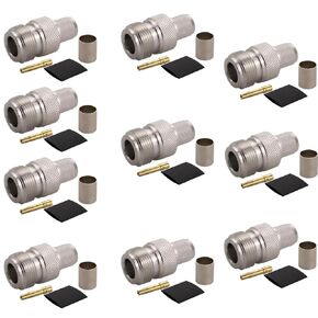 N Female Crimp Connector for LMR400 Belden 9913 RG8 Cable 50 Ohm (N Female Crimp lmr400 Pack 10)