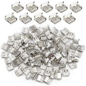 XINGYHENG 100Pcs USB Standard Port Female Solder Right Angle 4Pin Plug Soldering Jacks Connector