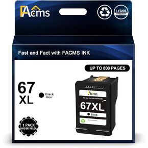 Remanufactured 67 XL Cartridge Replacement for HP 67 67XL Ink for HP 2700 Printer 2722 2725 2752 2755 Plus 4155 HP Envy 6000 6055 6052 Pro 6400 6455 Printer (1 Black)