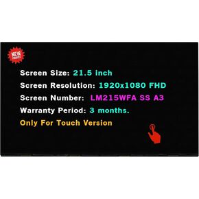 LM215WFA(SS)(A3) Screen Replacement LM215WFA-SSA3 for HP 22-D 22-df0023w LCD Screen Display Repair LM215WFA SS A3 1920×1080 (FHD) (Touch Version)