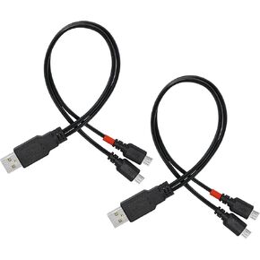 PNGKNYOCN 12 Inch Micro USB Splitter Cable USB 2.0 Type A Male to Dual Micro USB Male Y Data Charge Connector Adapter Cable