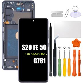 Replacement for Samsung Galaxy S20 FE 5G LCD Screen With Frame INCELL for Samsung S20FE SM-G781 G781B G781U G781F/DS Touch Screen Digitizer Assembly LCD Display with Repair kit(No Figerprint Function)