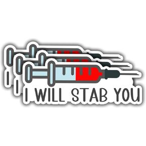 (3pcs) Nurse Stickers I Will Stab You Nursing Sticker Gifts Nurse Accessories Funny Nurse Stickers for Water Bottles, Medical Stickers Nurse Accessories for Work Nurses Day - 3x1.8