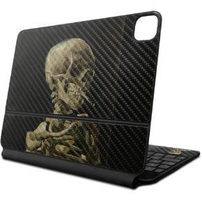 Carbon Fiber Skin Compatible with Apple Magic Keyboard for iPad Air 11-inch (M2) 2024 - Skull with Cigarette - 3M Vinyl Protective Decal Cover - Easy to Apply | Crafted in The USA by MightySkins