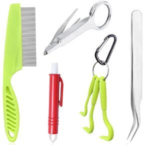 Tick Removal Tool, Stainless Steel Tick Tweezers Remover Tick Key Remover Tool Kit, 4 Pack Quick & Safe Tick Twister Remover for Dogs Cats Human