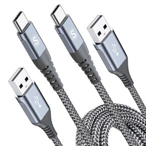 AviBrex USB Type C Cable [2-Pack 6.6ft+6.6ft], Type C iPhone 15 Charger Nylon Braided Cord for iPhone 15 Plus Pro Max Samsung Galaxy S24 S23 S22 S21 S20 S10 S9 S8 Plus,Note 20 10,A71 A51 A32,LG,Moto