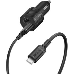 OtterBox Dual USB-A Port Car Charger + USB-A to USB-C Cable - Black - 24W - 3.3FT - Black