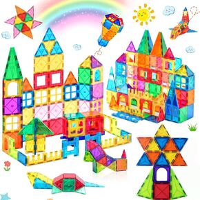 Magnetic Tiles for Kids, Large Magnetic Blocks Building Sensory Montessori Toys STEM Educational Magnet Toy for Toddler Preschool Learning Construction Toys for Boys Girls Ages 3-8