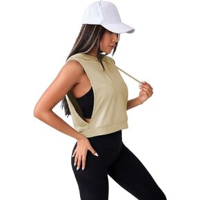 SweatyRocks Women's Sleeveless Workout Top Gym Activewear Crop Tank Top Open Side Shirt for Athletic Exercise Running Apricot Small