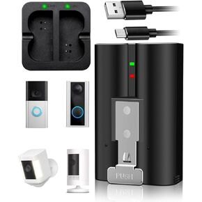 New V4 Battery and USB Charging Station for Ring-Doorbell-Camera 1/2/3/4/3+/3plus, Stick-Up Cam (2nd & 3rd Gen), Peephole/Spotlight Camera/Spotlight Cam Solar/Camera Indoor Outdoor 3.65V 6040mAh
