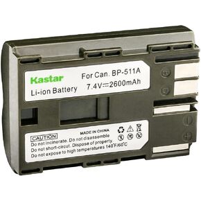 Kastar 3-Pack BP-511 Battery Replacement for Canon BP-508 BP-511 BP-511A BP-512 BP-512A BP-514 BP-522 BP-535 Battery, Canon CB-5L CG-580 Charger, Canon Battery Grip BG-E2N