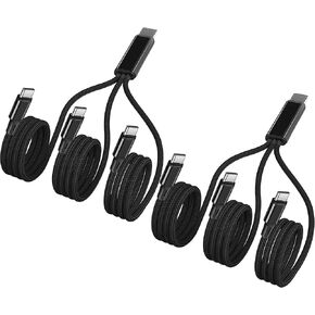 4FT 2Pack USB C إلى Multi 3 Type C كابل مقسم، 3 في 1 كابل شحن متعدد سلك نايلون، USB C إلى 3 منافذ USB C متوافق مع Apple i-Phone 15، iPad Pro/Air، Sam-Sung S24 S23، Moto، Google بكسل 8، إل جي in Kuwait