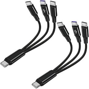 4FT 2Pack USB C to Multi 3 Type C Splitter Cable, 3 in 1 Multi Charging Cable Nylon Cord, USB C to 3 USB C Port Compatible with Apple i-Phone 15,iPad Pro/Air,Sam-Sung S24 S23,Moto,Google Pixel 8,LG