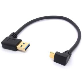 25CM USB Type C Extension Cord Gold Plated USB 3.0 Male to 90 Degree Up Down Angle Type C Cable Data USB C Data Sync & Charge Converter Adapter Cable (TypeC 90° Positive to USB 3.0 Right)