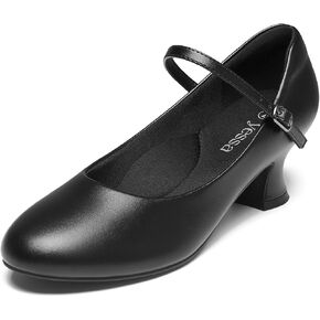 YESSA 1920s Shoes for Women Character Shoes 2"/2.5" Ballroom Dance Shoes for Folklorico Flamenco Latin Swing Salsa Pumps Ankle Strap Dancing Heels
