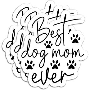 (3Pcs) Best Dog Mom Ever Sticker Dog Mom Stickers Dog Paw Waterproof Vinyl Decal Gifts for Mom Mama Dog Lovers Decorate Books, Laptops, Tumblers, Water Bottles, Cups 3 x 2.7 Inch