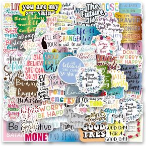 Inspirational Words Stickers, 100pcs Motivational Vinyl Waterproof Stickers for Laptop, Water Bottles, Bumper,Computer, Phone, Stickers and Decals
