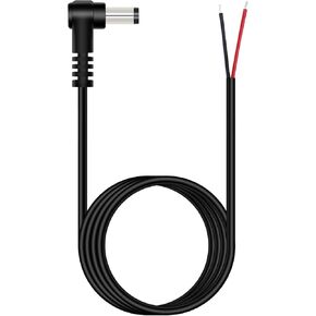 Fancasee 6 ft Replacement 5.5mm x 2.1mm 90 Degree Right Angle DC Power Male Plug Jack to Bare Wire Open End Pigtail Power Cable Cord for DC Power Supply Cable Repair