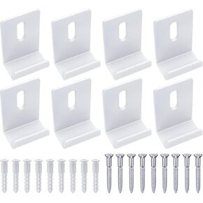 Metal Mirror Clips 1/2 Inch Wide Channel Mirror Clips Heavy Mirror for Frameless Mirror Clips Wall Mounting Hanger for Mirror Tile Picture Frame Metal Mirror Holder Kit 8 Pieces (White)