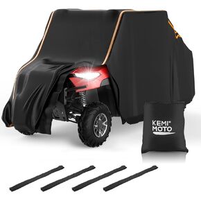 غطاء KEMIMOTO UTV 4 مقاعد 420D مقاوم للماء مقاس S متوافق مع Polaris Ranger Crew 570 / Mule PRO-FXT PRO-DXT/John Deere Gator/Wolverine، 4-6 مقاعد شديدة التحمل مع غطاء شرائط عاكسة