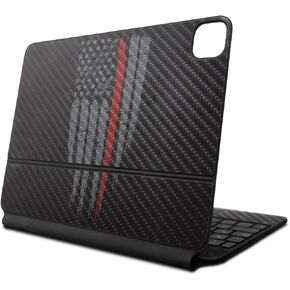 Carbon Fiber Skin Compatible With Apple Magic Keyboard for iPad Air 11-inch (M2) 2024 - Thin Red Line - Premium 3M Vinyl Protective Wrap Decal Cover - Easy To Apply | Crafted in the USA by MightySkins