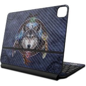 Carbon Fiber Skin Compatible with Apple Magic Keyboard for iPad Air 11-inch (M2) 2024 - Wolf Dreamcatcher - Premium 3M Vinyl Protective Decal Cover - Easy to Apply | Crafted in The USA by MightySkins