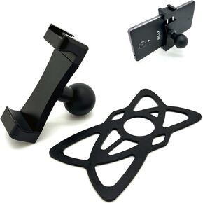 Heavy Duty Aluminum Phone Holder w/1 inch Ball Connection Compatible with RAM & ARKON 1 inch for Smartphones Like iPhone up to 3.6inch Wide (Incudes Cold Shoe 1/4-20 Tripod Connection) Black