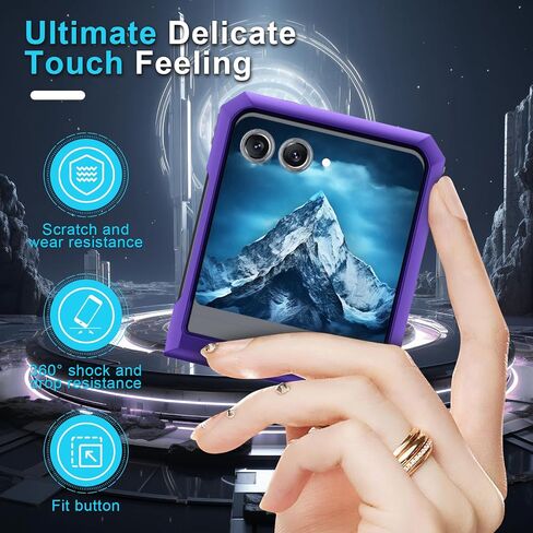 Janmitta Compatible with Moto Razr 2024/Razr+ Plus 2024 Case with Lanyard+Hinge Protection+Finger Ring Holder Kickstand,Dual-Layer Full Body Protective Shockproof Phone Cover,Black in Saudi Arabia