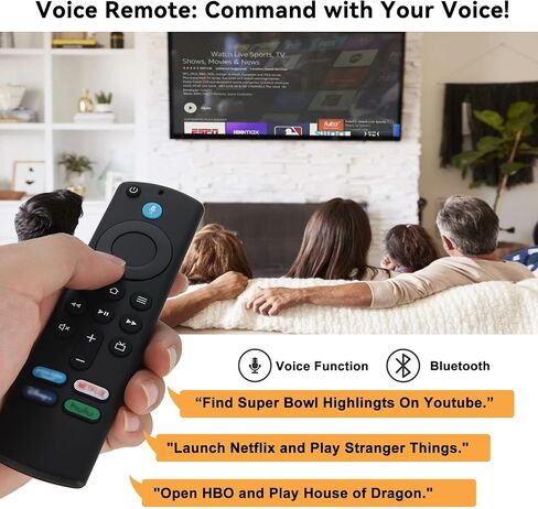 جهاز تحكم عن بعد صوتي بديل (الجيل الثالث) لجهاز AMZ Fire TV Stick (الجيل الثاني، الجيل الثالث، Lite، 4K، 4K Max)، لمكعب Fire TV (الجيل الأول، الجيل الثاني)، لتلفزيون Fire (الجيل الثالث، تصميم القلادة)، L5B83G لجهاز التحكم عن بعد FireStick in Saudi Arabia