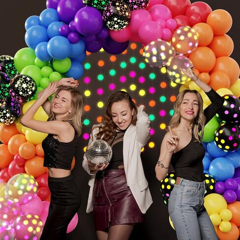 Amandir 90s 80s Theme Party Decorations, 90Pcs Balloon Arch Kit 6PCS Inflatable Retro Disco Ball Microphone Rainbow Roller Skate Boom Box Guitar Balloon for Back to 90s 80s Hip Hop Birthday Supplies in Saudi Arabia