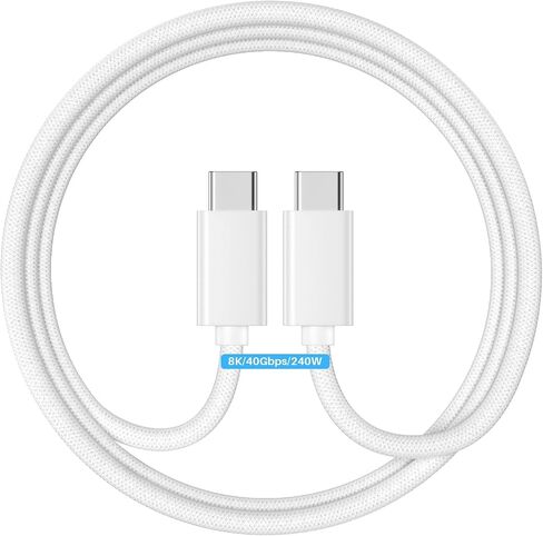 8K/4K USB C to USB C Monitor Cable 3.3FT, 40Gbps USB C Fast Data Transfer, USB C 3.2 Gen 2 Cable 240W Charging, USB C Cable Laptop to Monitor for MacBook Pro, iPad Pro 13/11,Lenovo,KYY White Woven in Saudi Arabia