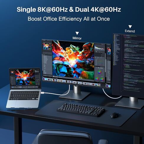 8K/4K USB C to USB C Monitor Cable 3.3FT, 40Gbps USB C Fast Data Transfer, USB C 3.2 Gen 2 Cable 240W Charging, USB C Cable Laptop to Monitor for MacBook Pro, iPad Pro 13/11,Lenovo,KYY White Woven in Saudi Arabia