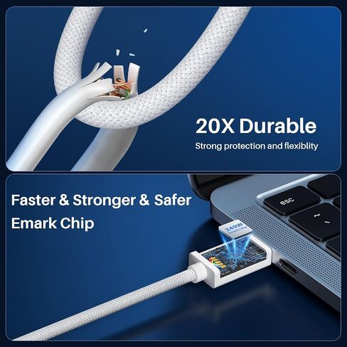 8K/4K USB C to USB C Monitor Cable 3.3FT, 40Gbps USB C Fast Data Transfer, USB C 3.2 Gen 2 Cable 240W Charging, USB C Cable Laptop to Monitor for MacBook Pro, iPad Pro 13/11,Lenovo,KYY White Woven in Saudi Arabia