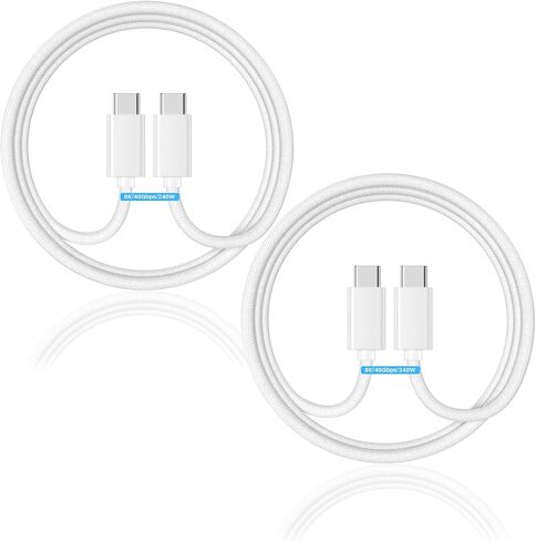 8K/4K USB C to USB C Monitor Cable 3.3FT, 40Gbps USB C Fast Data Transfer, USB C 3.2 Gen 2 Cable 240W Charging, USB C Cable Laptop to Monitor for MacBook Pro, iPad Pro 13/11,Lenovo,KYY White Woven in Saudi Arabia